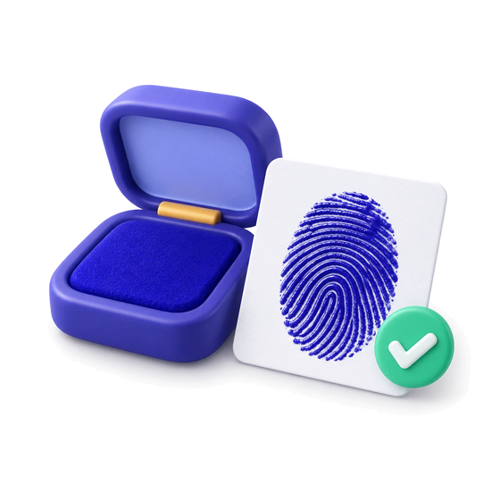 An ink pad and a thumbprint card