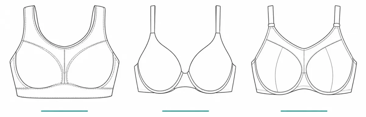 Three Wacoal bra styles side by side: a How Perfect wire-free bra, a Basic Beauty seamless T-shirt bra, and a Visual Effects minimizer.